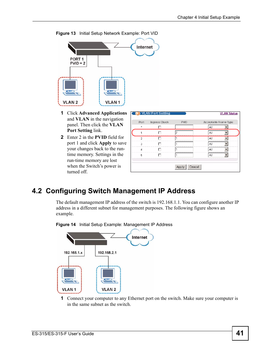 2 configuring switch management ip address | ZyXEL Communications ES-315 User Manual | Page 41 / 166