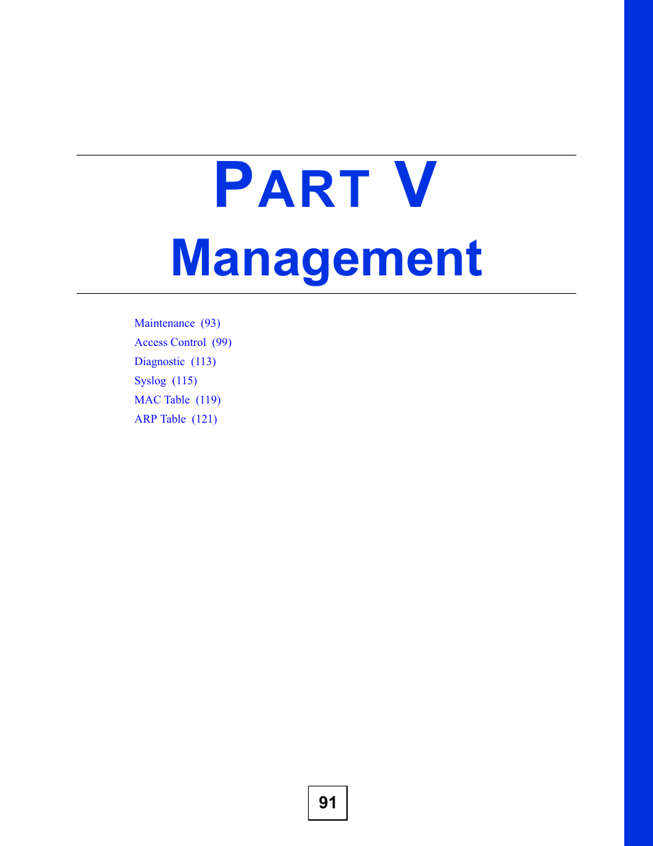 Management, Part v: management | ZyXEL Communications ES-315 User Manual | Page 91 / 166