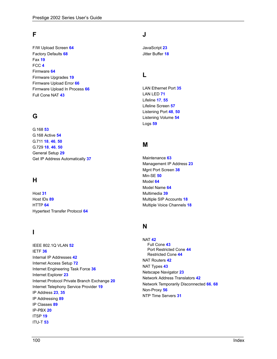 ZyXEL Communications 2002 Series User Manual | Page 100 / 102