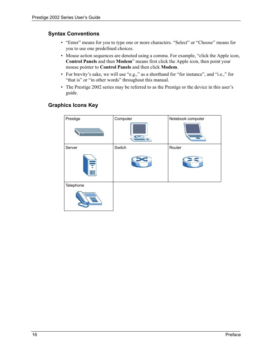 ZyXEL Communications 2002 Series User Manual | Page 16 / 102