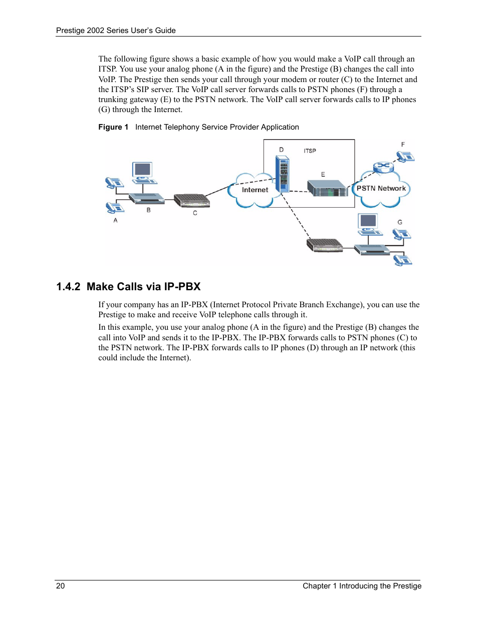 2 make calls via ip-pbx | ZyXEL Communications 2002 Series User Manual | Page 20 / 102