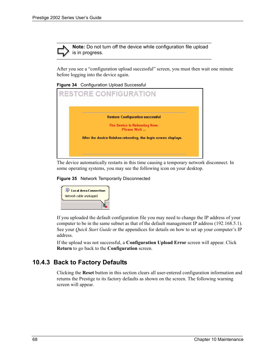 3 back to factory defaults | ZyXEL Communications 2002 Series User Manual | Page 68 / 102