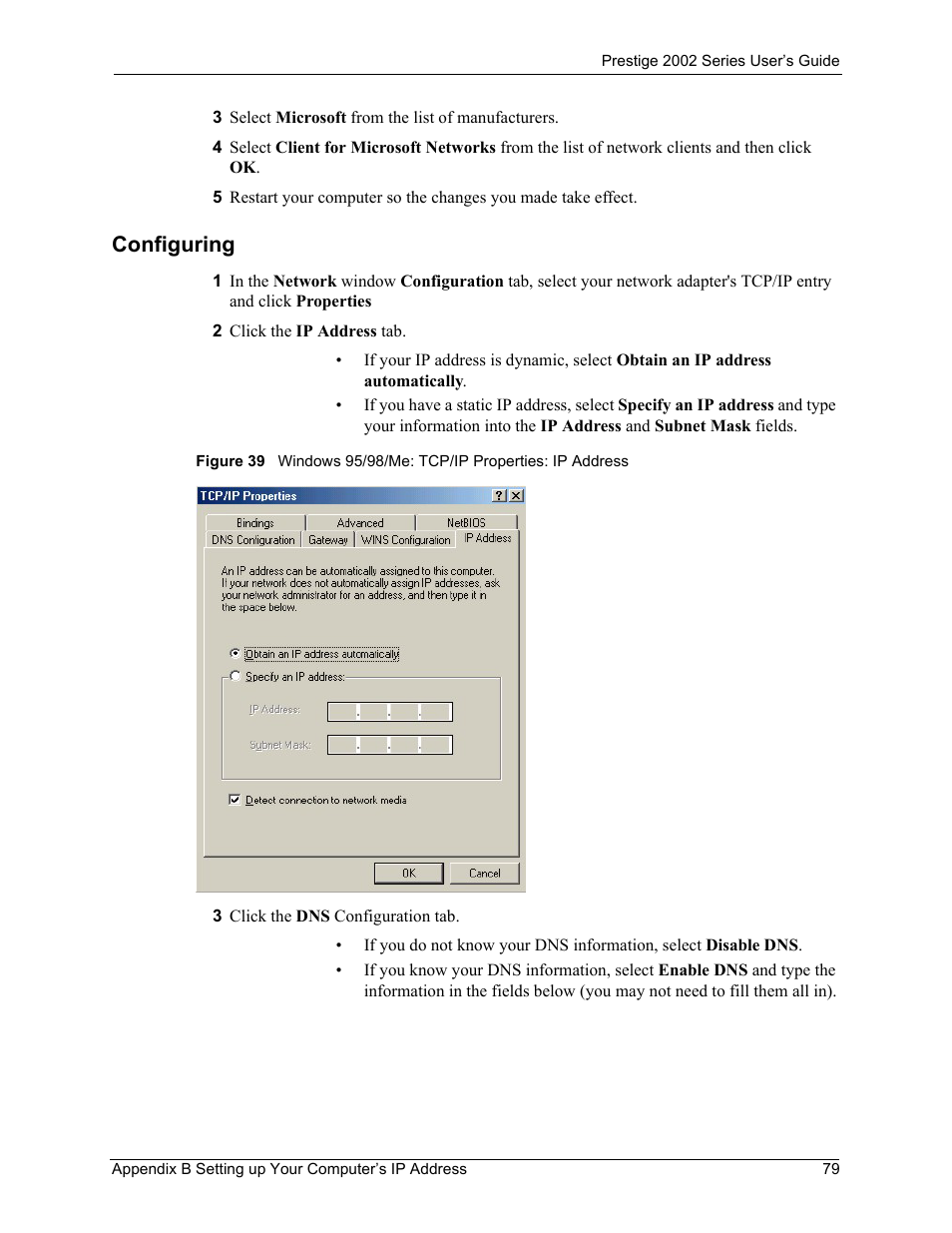 Configuring | ZyXEL Communications 2002 Series User Manual | Page 79 / 102
