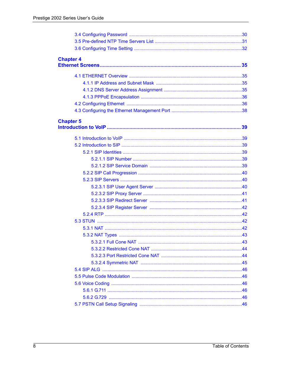 ZyXEL Communications 2002 Series User Manual | Page 8 / 102