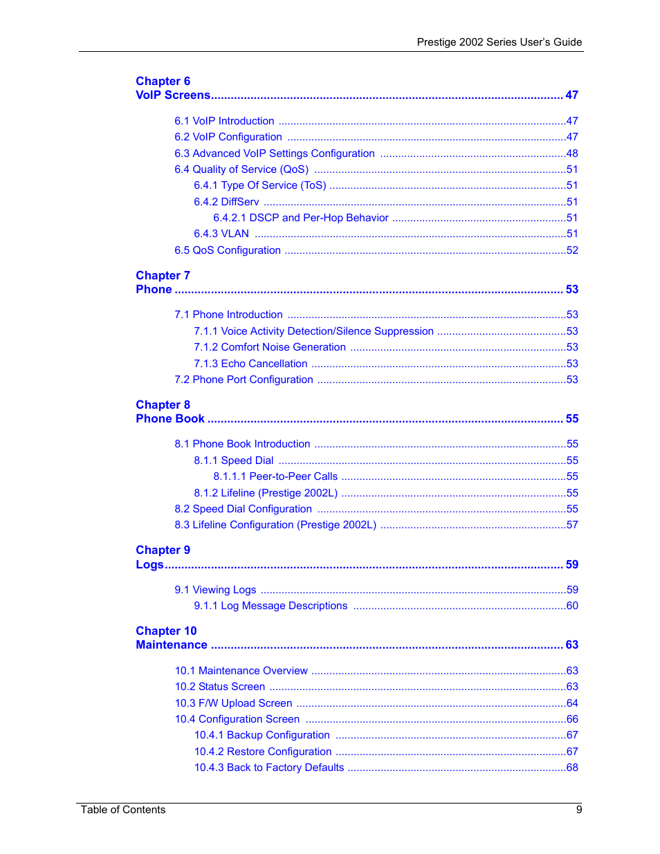 ZyXEL Communications 2002 Series User Manual | Page 9 / 102