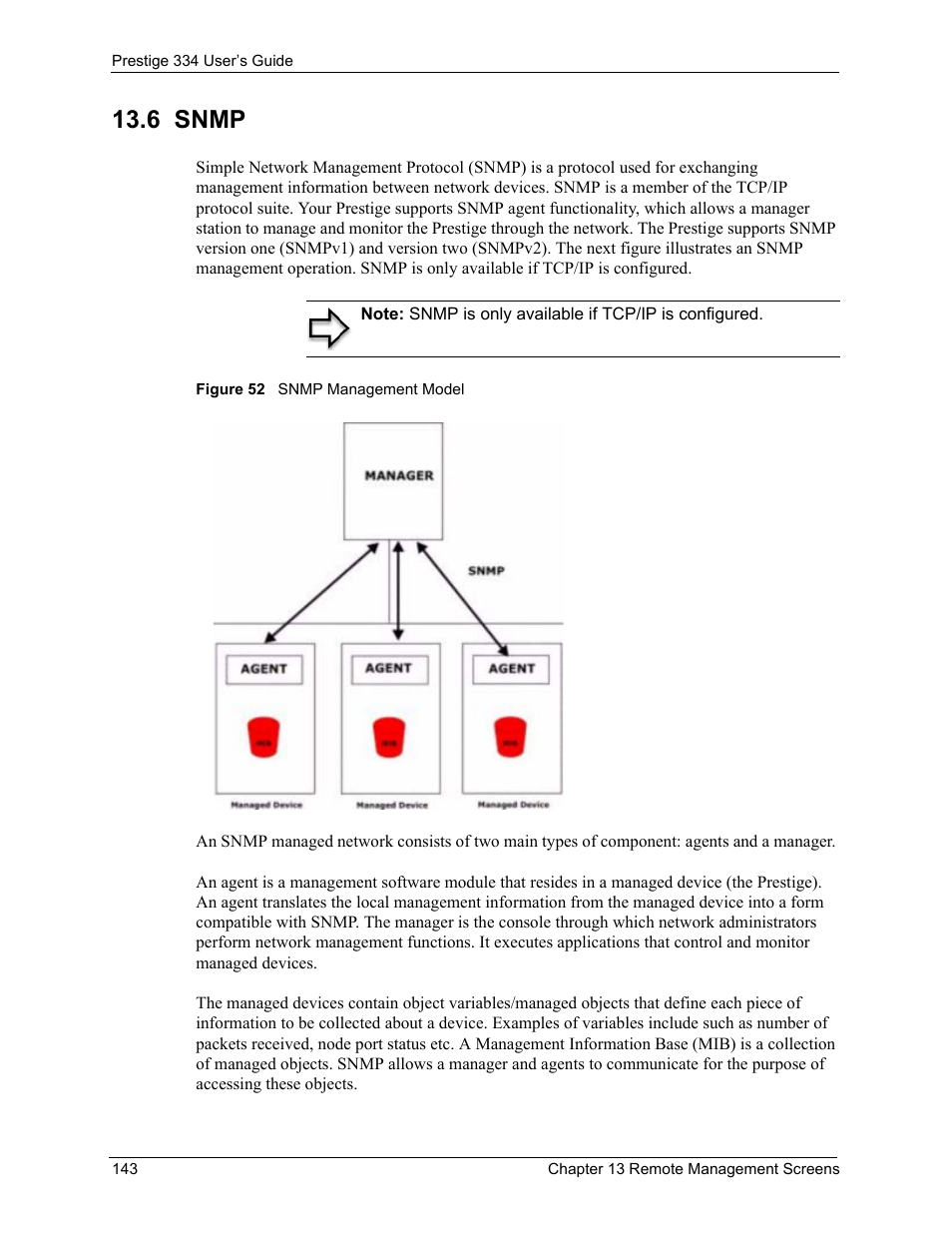 6 snmp, Figure 52 snmp management model | ZyXEL Communications P-334 User Manual | Page 144 / 366