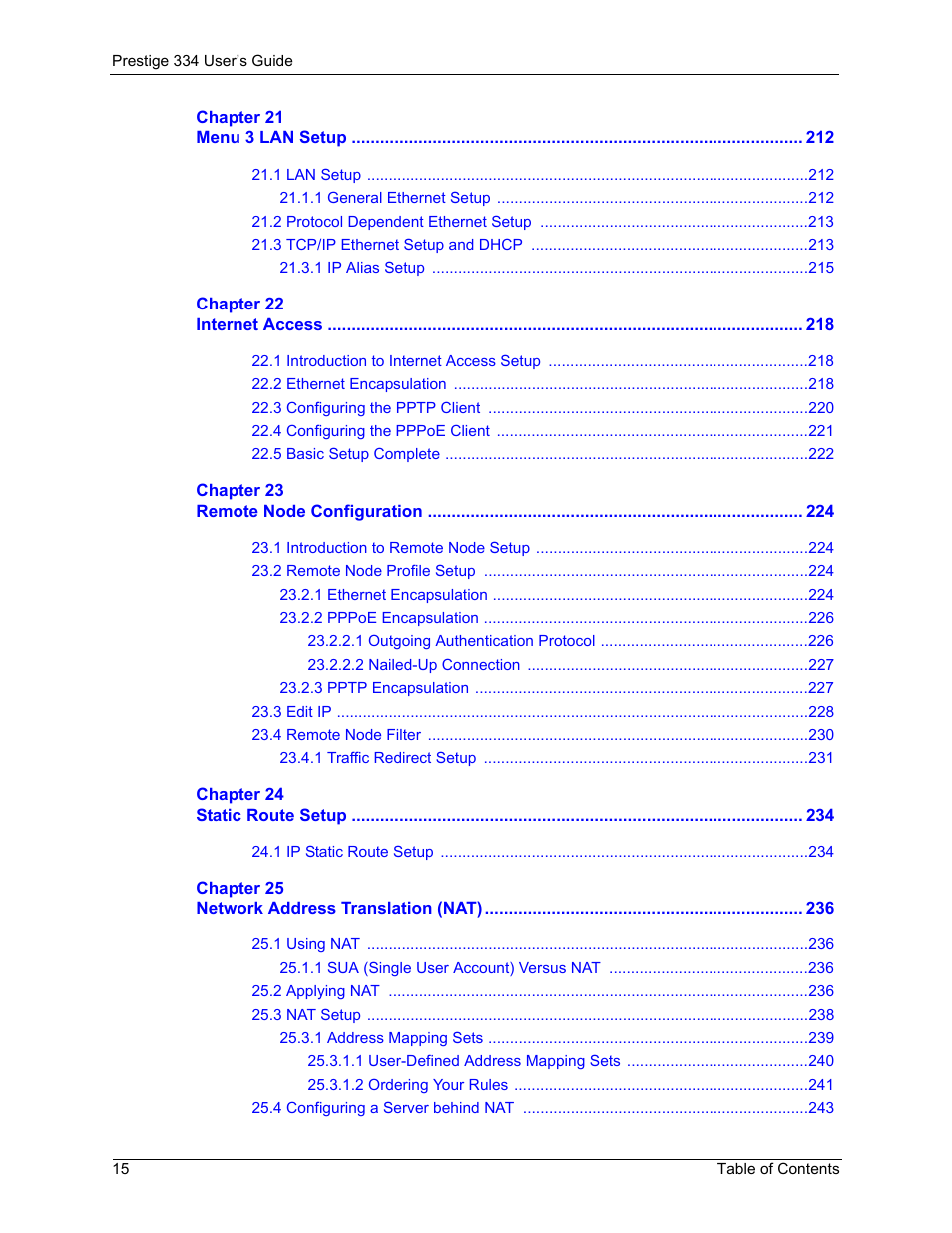 ZyXEL Communications P-334 User Manual | Page 16 / 366