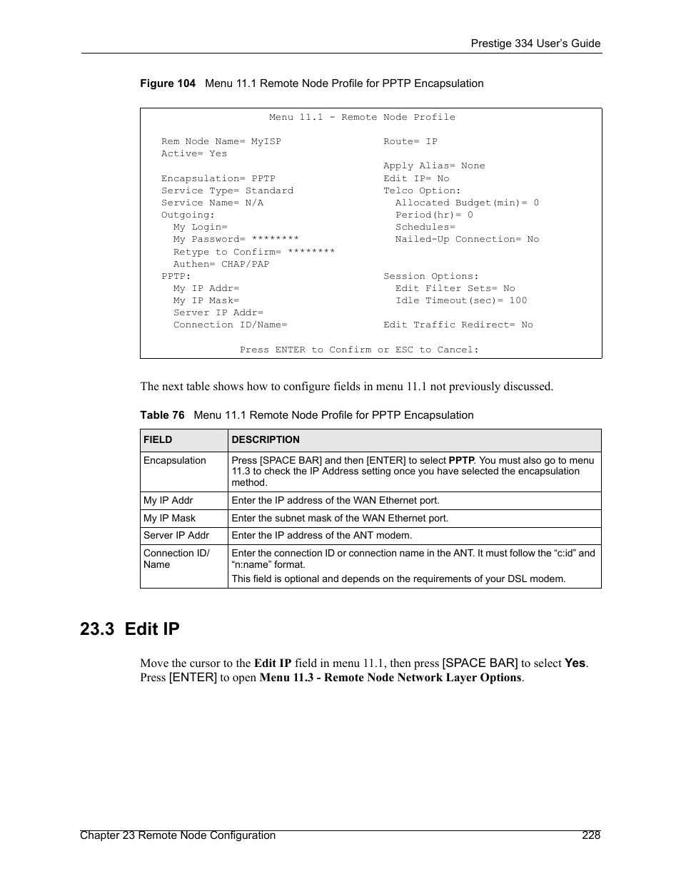 3 edit ip | ZyXEL Communications P-334 User Manual | Page 229 / 366