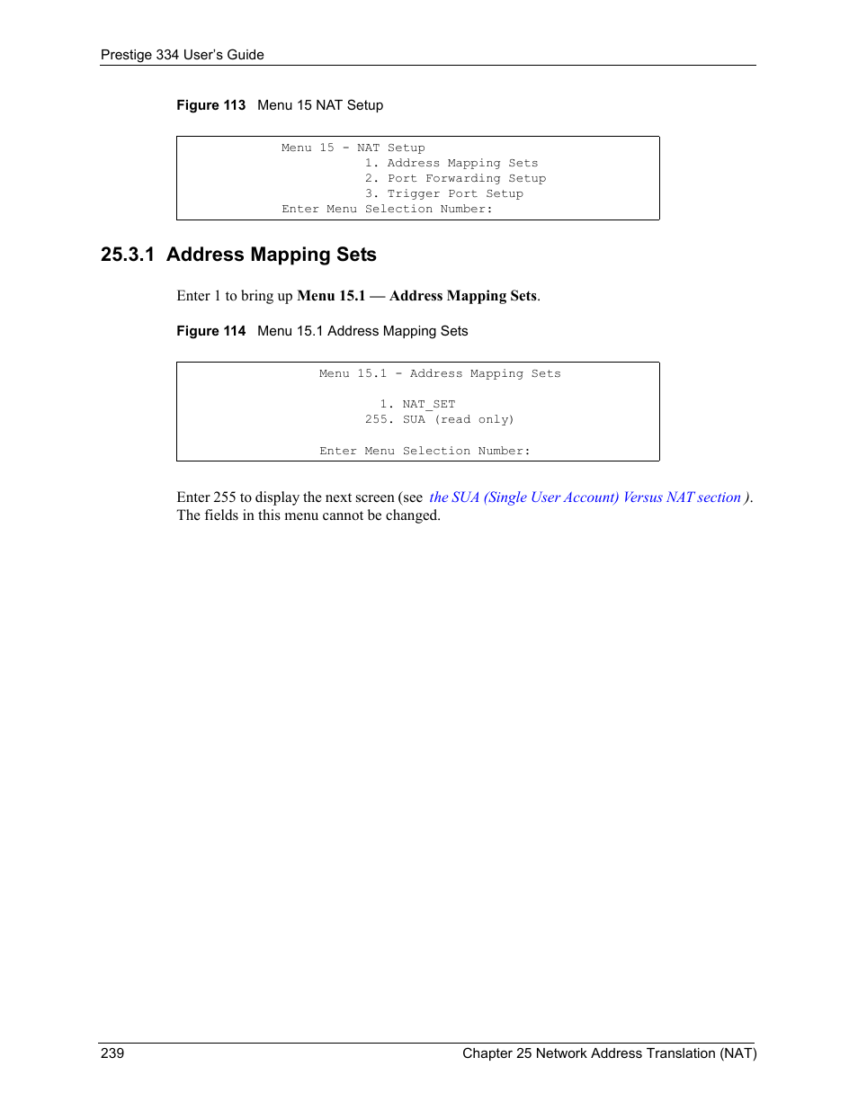 1 address mapping sets | ZyXEL Communications P-334 User Manual | Page 240 / 366