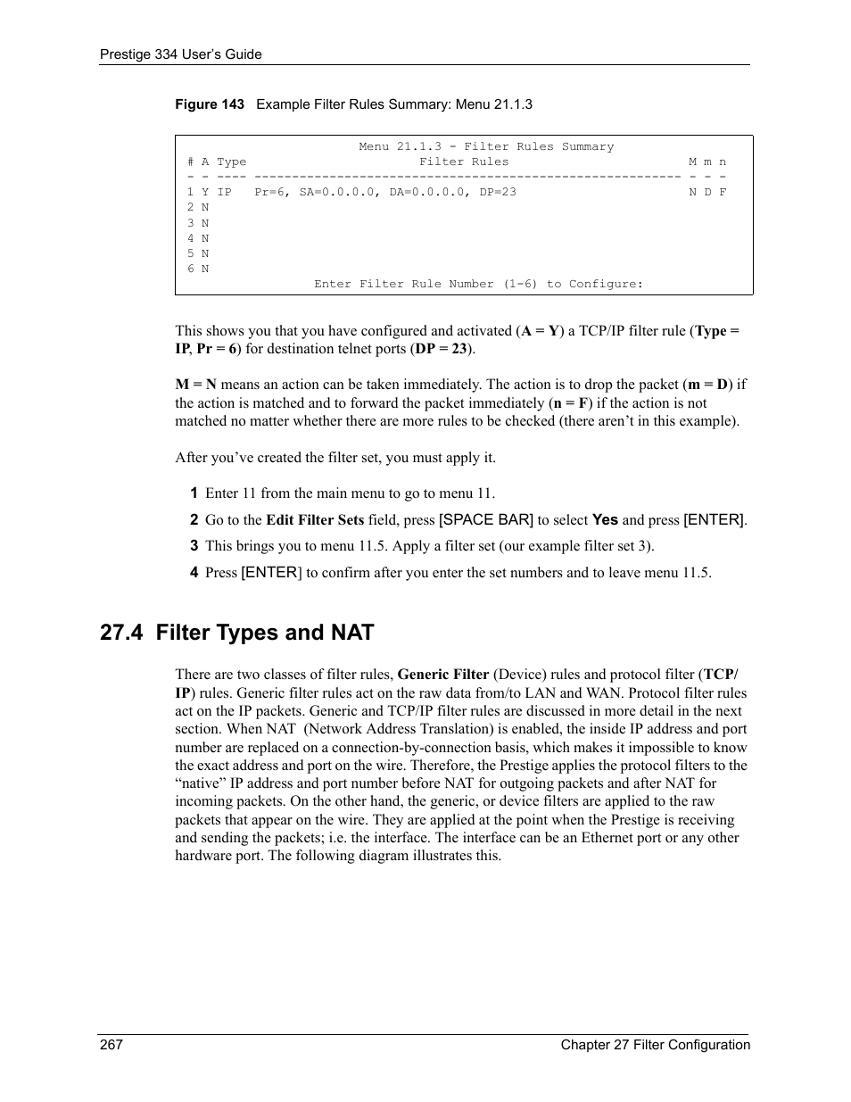 4 filter types and nat | ZyXEL Communications P-334 User Manual | Page 268 / 366