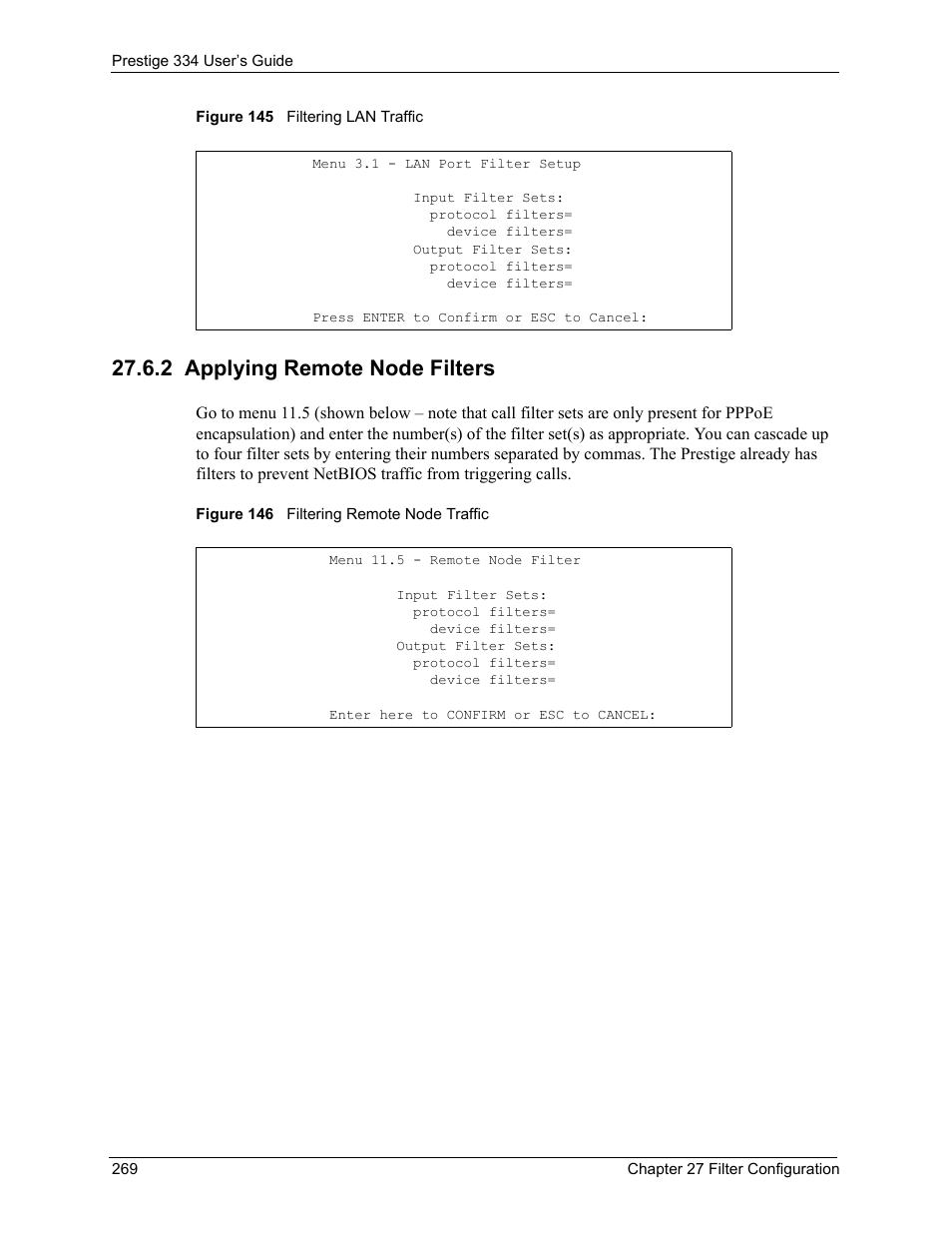 2 applying remote node filters | ZyXEL Communications P-334 User Manual | Page 270 / 366