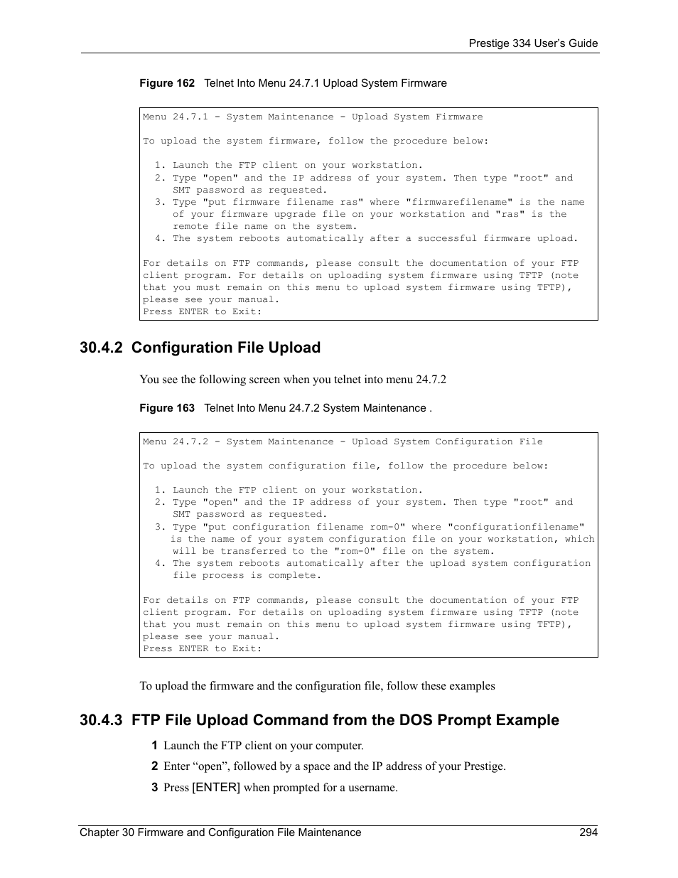 2 configuration file upload | ZyXEL Communications P-334 User Manual | Page 295 / 366