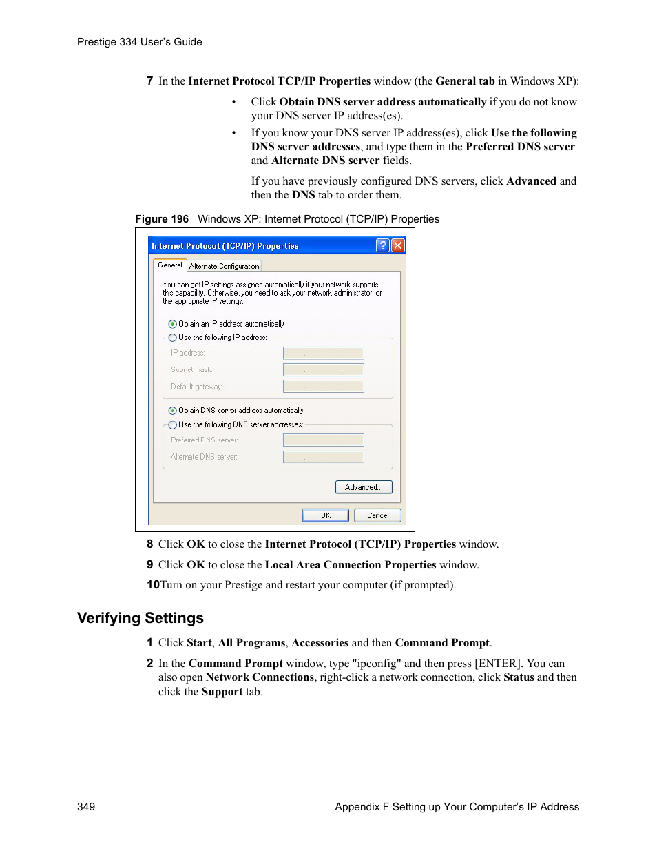 Verifying settings | ZyXEL Communications P-334 User Manual | Page 348 / 366