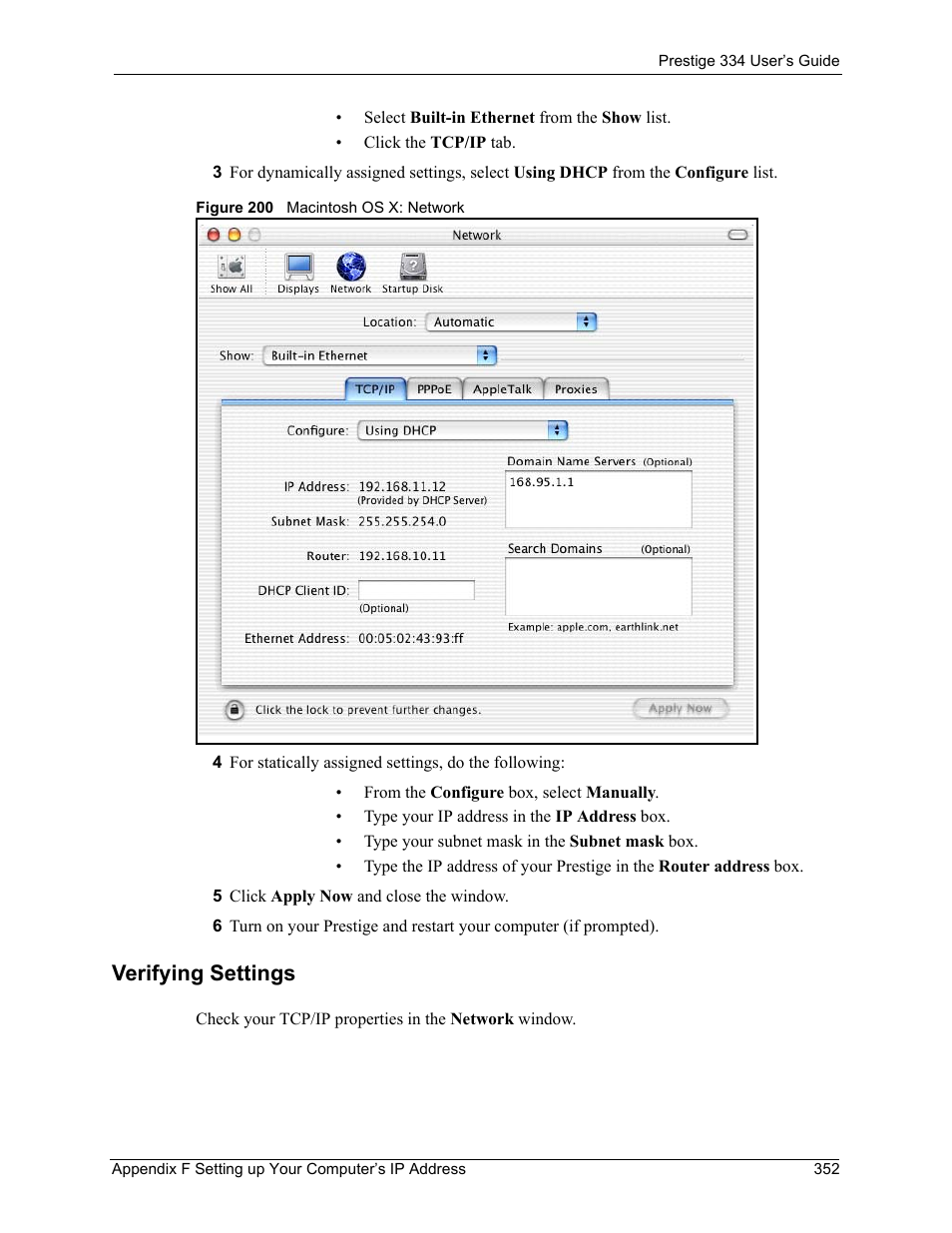 Verifying settings | ZyXEL Communications P-334 User Manual | Page 351 / 366