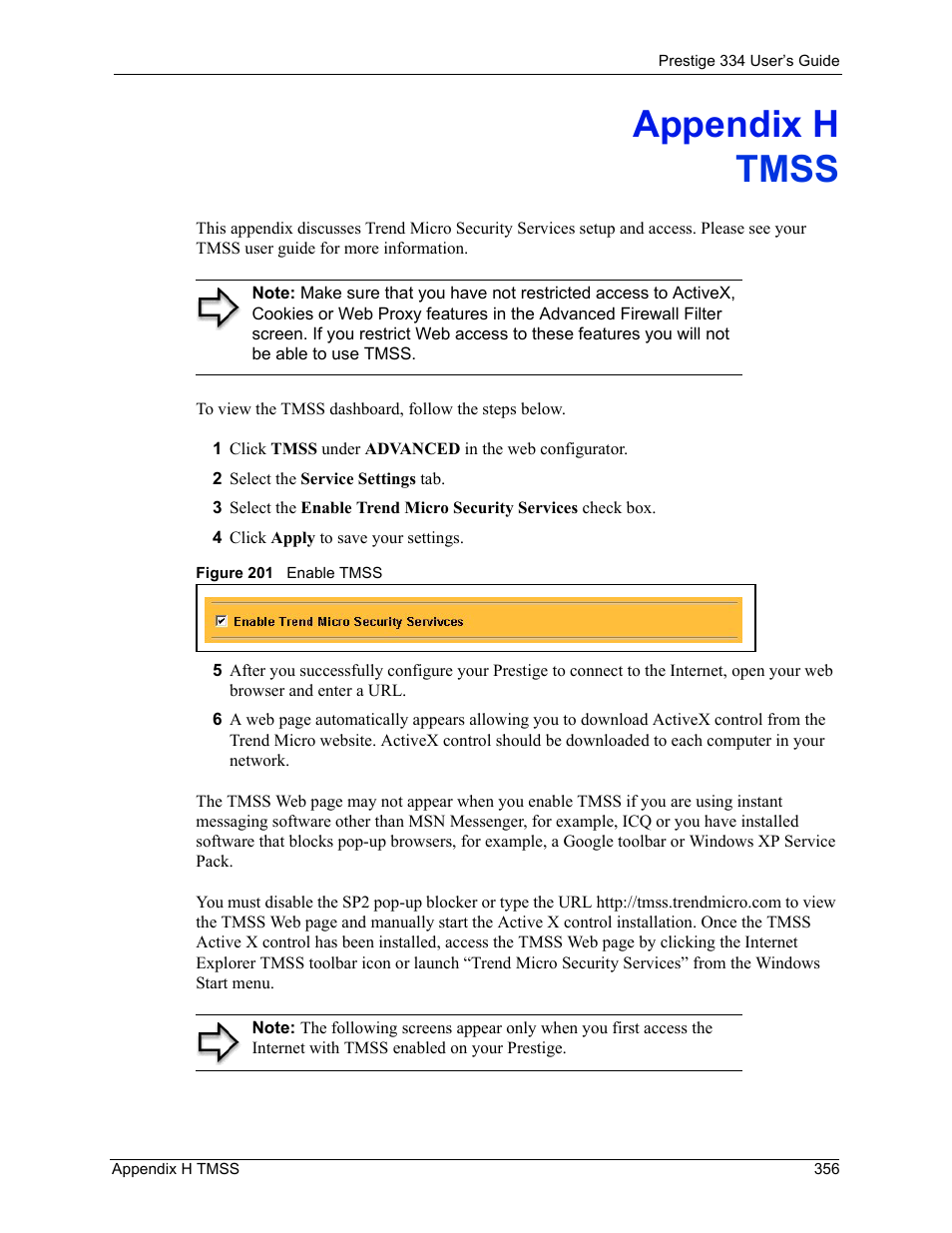 Appendix h, Tmss, Appendix h tmss | ZyXEL Communications P-334 User Manual | Page 355 / 366