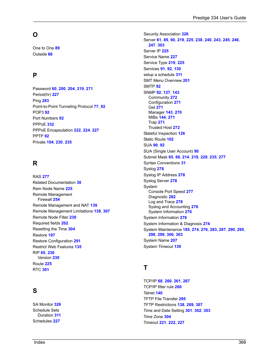 ZyXEL Communications P-334 User Manual | Page 365 / 366