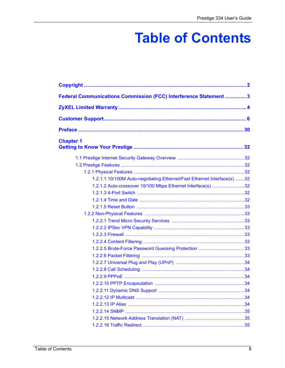 ZyXEL Communications P-334 User Manual | Page 9 / 366