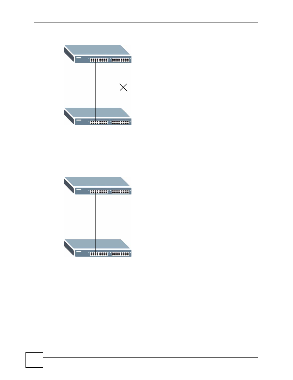 Figure 49 stp/rstp network example, Figure 50 mstp network example | ZyXEL Communications ES-2108 Series User Manual | Page 104 / 283
