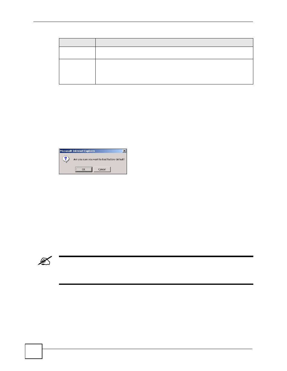 2 load factory default, 3 save configuration, Figure 117 load factory default: confirmation | ZyXEL Communications ES-2108 Series User Manual | Page 198 / 283