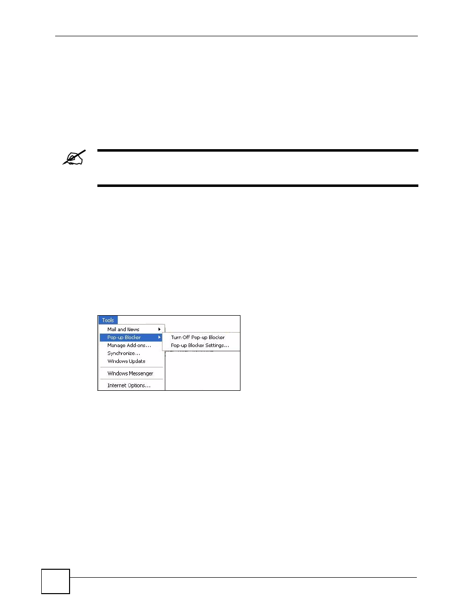 1 pop-up windows, javascripts and java permissions, Figure 148 pop-up blocker | ZyXEL Communications ES-2108 Series User Manual | Page 242 / 283