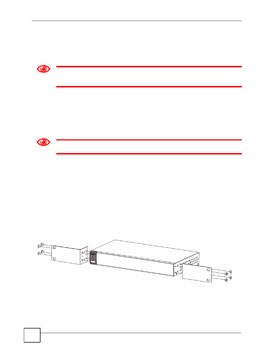 2 mounting the switch on a rack, 1 rack-mounted installation requirements, 2 attaching the mounting brackets to the switch | Figure 7 attaching the mounting brackets, 38 2.2 mounting the switch on a rack | ZyXEL Communications ES-2108 Series User Manual | Page 38 / 283