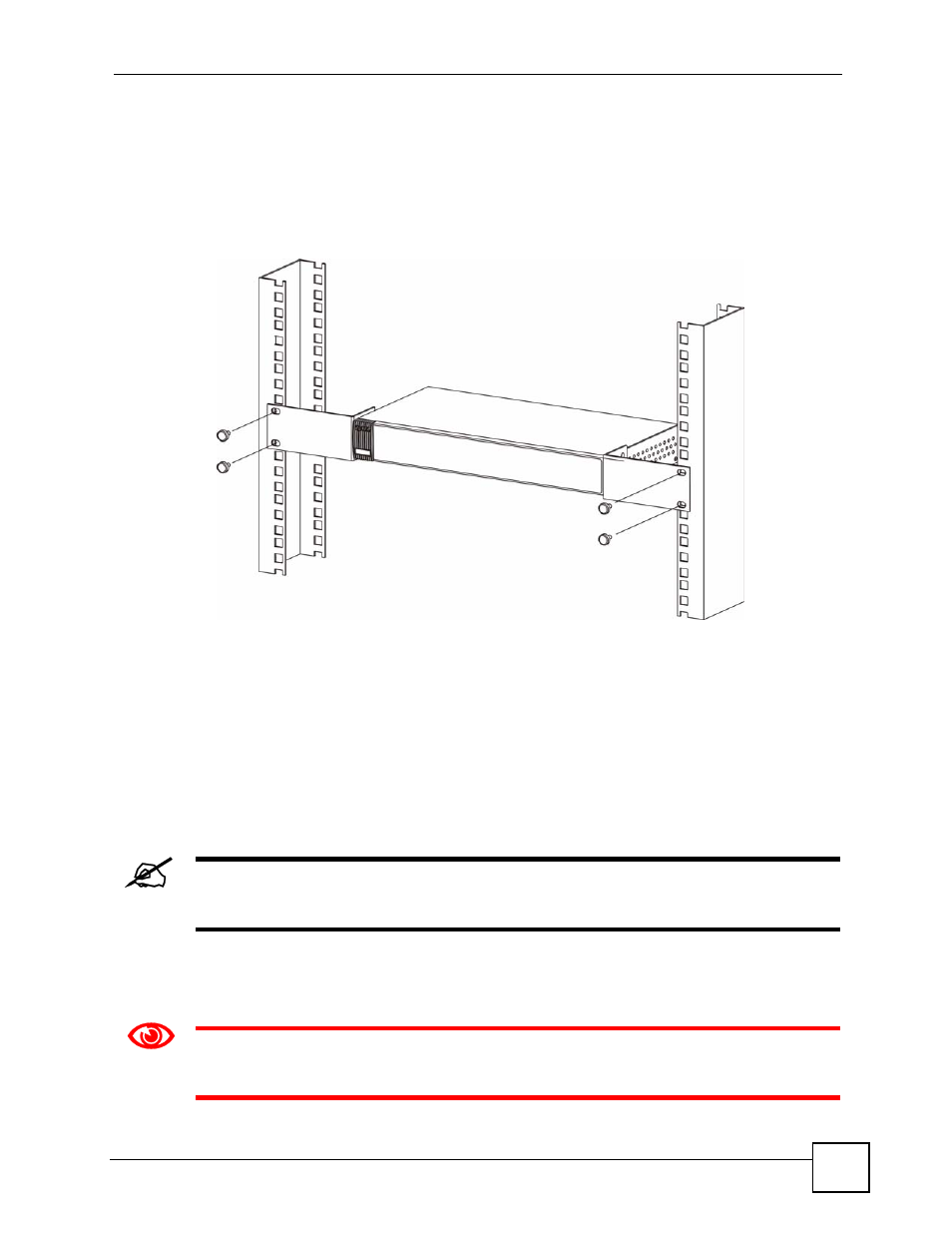 3 mounting the switch on a rack, 3 wall-mounting installation, Figure 8 mounting the switch on a rack | ZyXEL Communications ES-2108 Series User Manual | Page 39 / 283