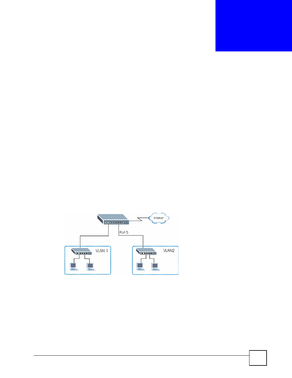 Initial setup example, 1 overview, 1 creating a vlan | Chapter 5 initial setup example, Figure 25 initial setup network example: vlan, Initial setup example (61) | ZyXEL Communications ES-2108 Series User Manual | Page 61 / 283