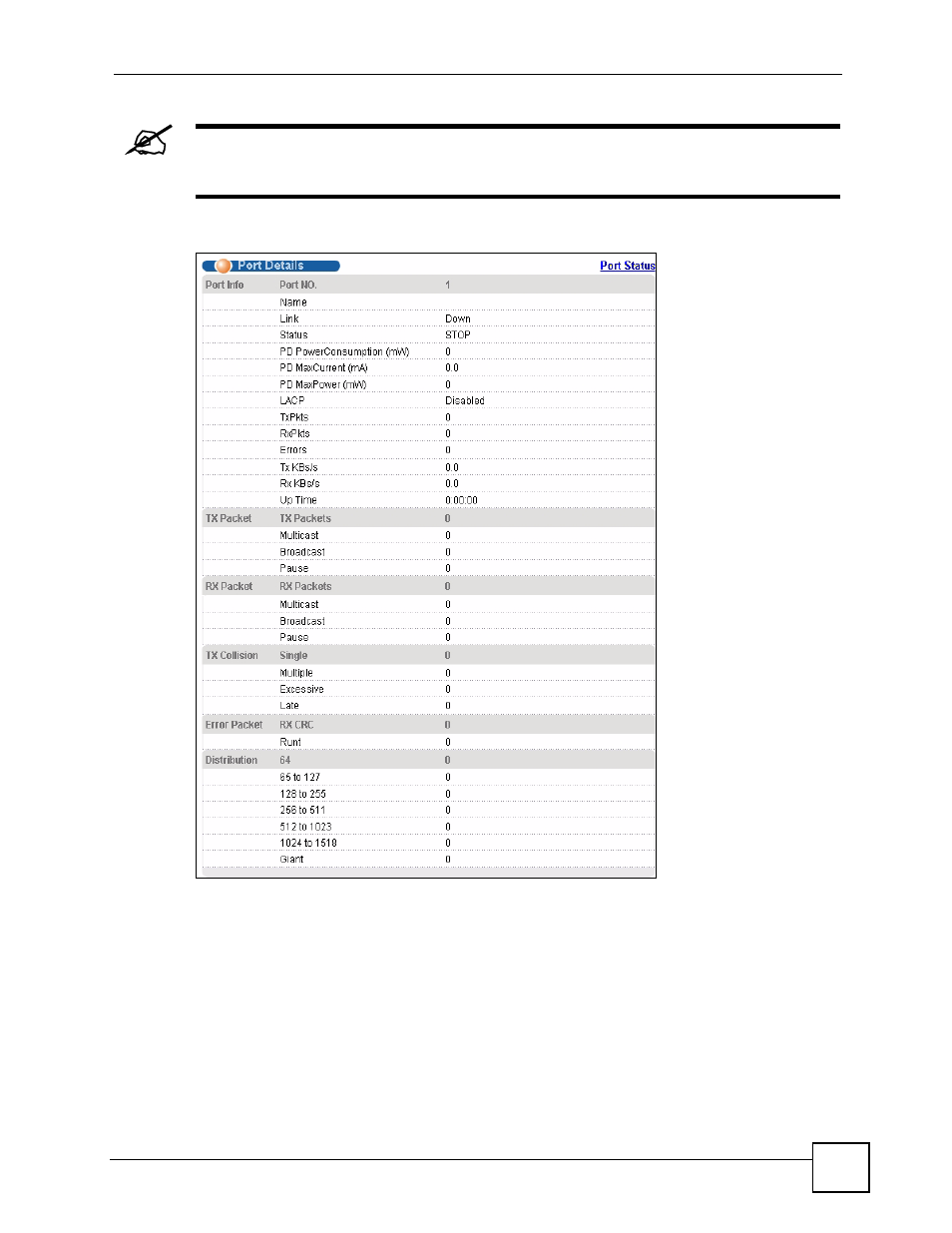 Figure 30 status: port details (es-2108pwr) | ZyXEL Communications ES-2108 Series User Manual | Page 67 / 283