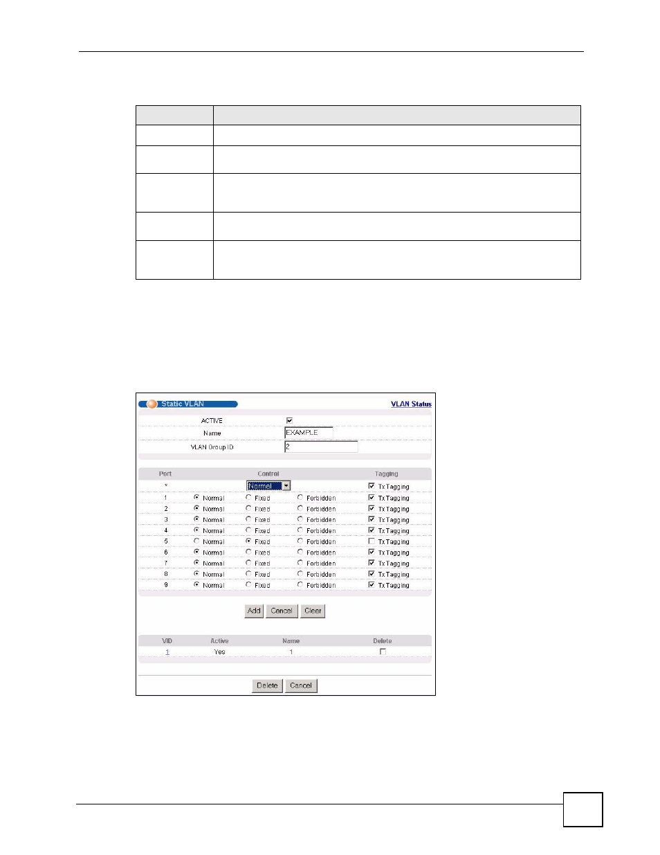 3 configure a static vlan | ZyXEL Communications ES-2108 Series User Manual | Page 91 / 283