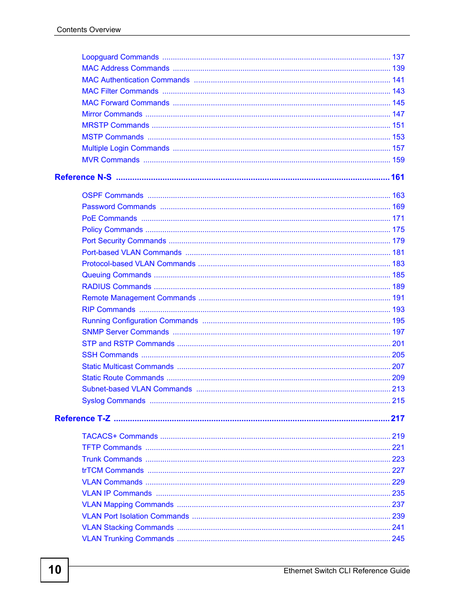 ZyXEL Communications ZyXEL Dimension ES-2024PWR User Manual | Page 10 / 286