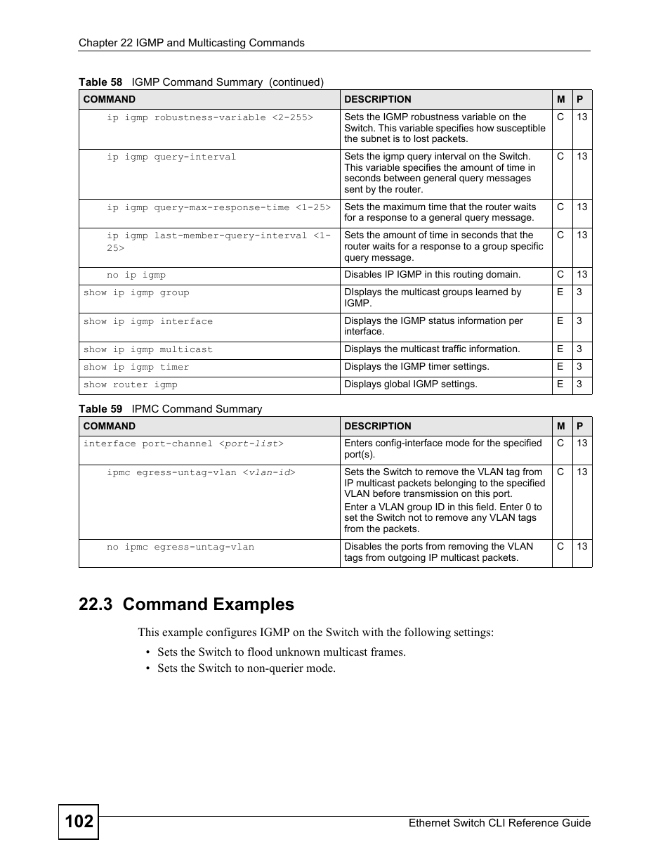 3 command examples | ZyXEL Communications ZyXEL Dimension ES-2024PWR User Manual | Page 102 / 286