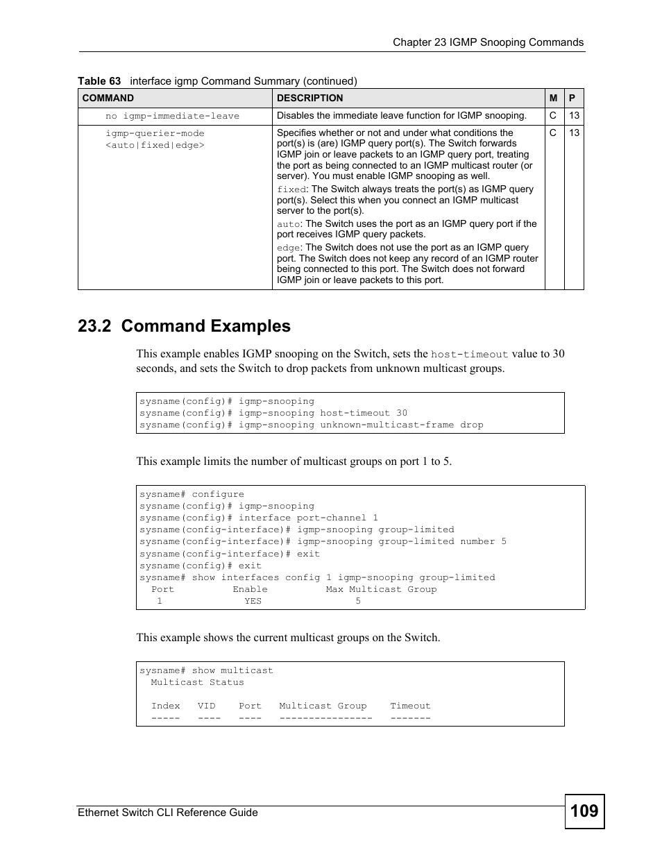 2 command examples | ZyXEL Communications ZyXEL Dimension ES-2024PWR User Manual | Page 109 / 286