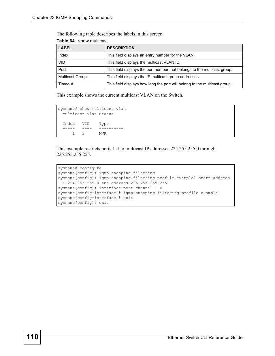 ZyXEL Communications ZyXEL Dimension ES-2024PWR User Manual | Page 110 / 286