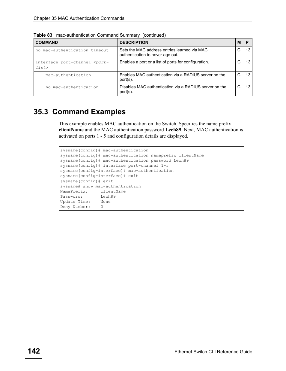 3 command examples | ZyXEL Communications ZyXEL Dimension ES-2024PWR User Manual | Page 142 / 286