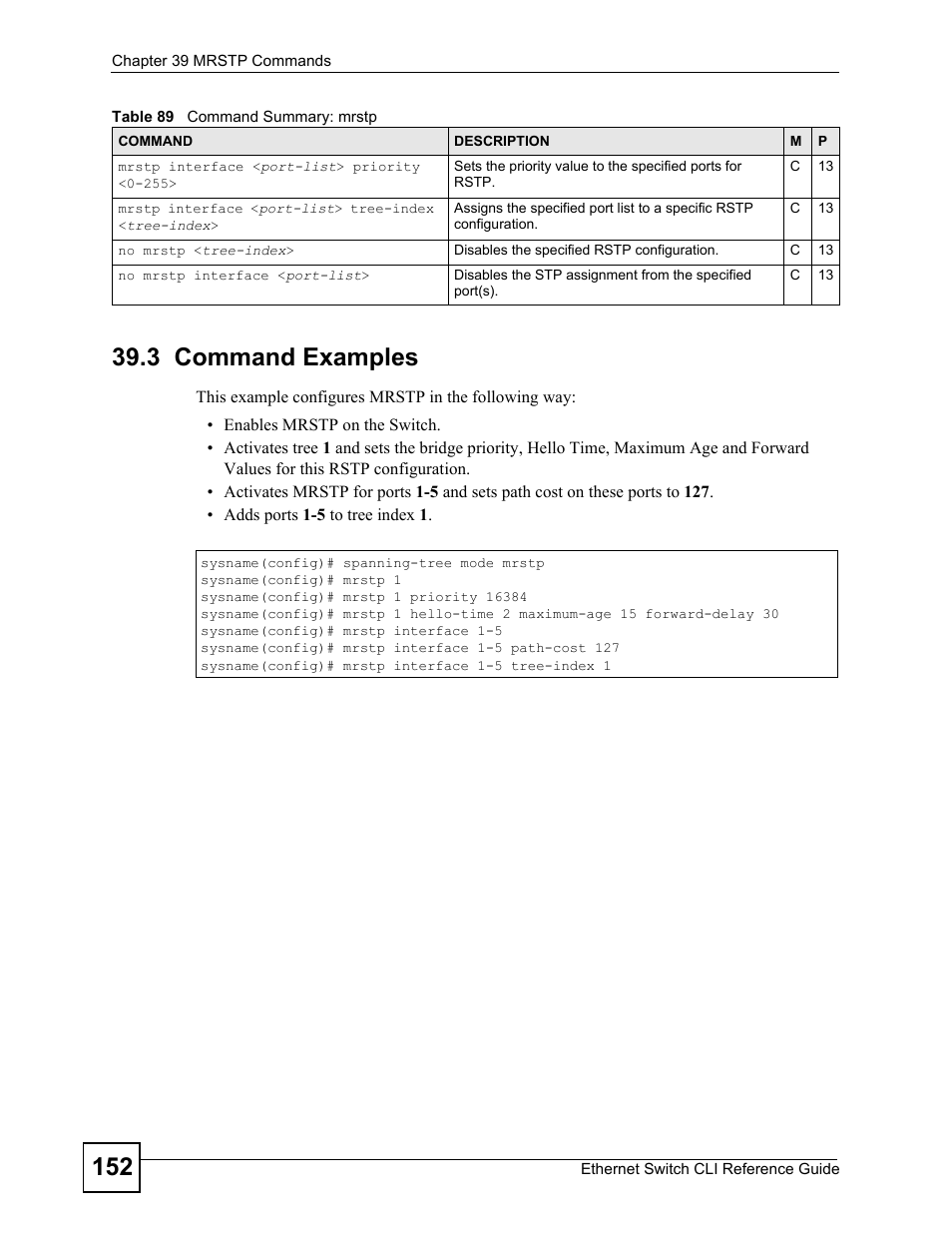 3 command examples | ZyXEL Communications ZyXEL Dimension ES-2024PWR User Manual | Page 152 / 286
