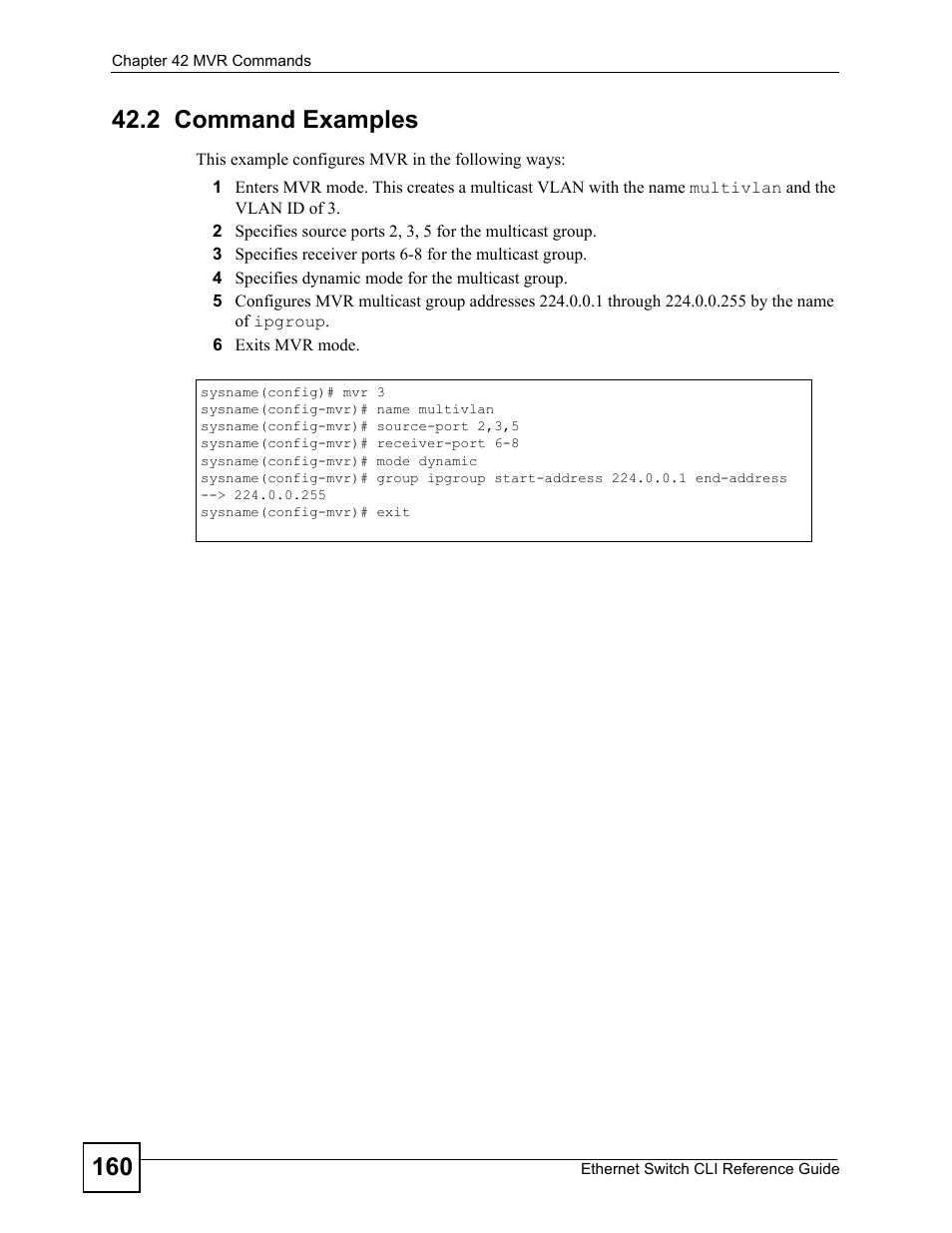 2 command examples | ZyXEL Communications ZyXEL Dimension ES-2024PWR User Manual | Page 160 / 286