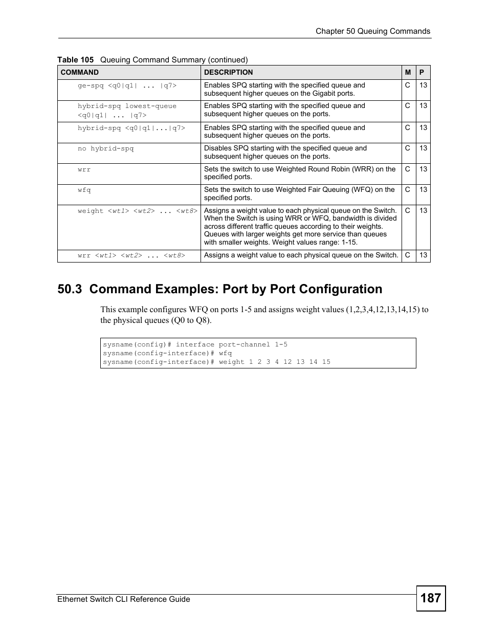 3 command examples: port by port configuration | ZyXEL Communications ZyXEL Dimension ES-2024PWR User Manual | Page 187 / 286