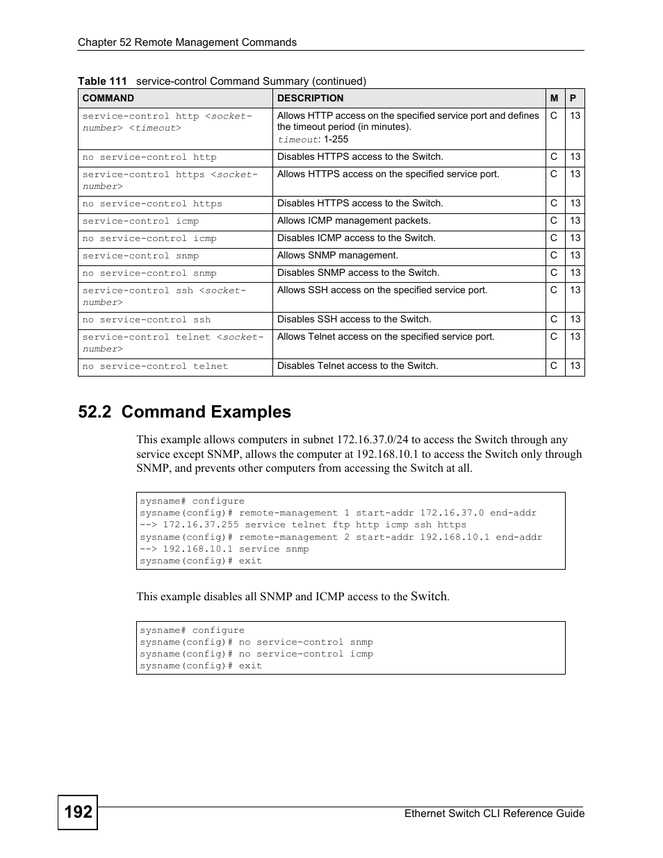2 command examples | ZyXEL Communications ZyXEL Dimension ES-2024PWR User Manual | Page 192 / 286
