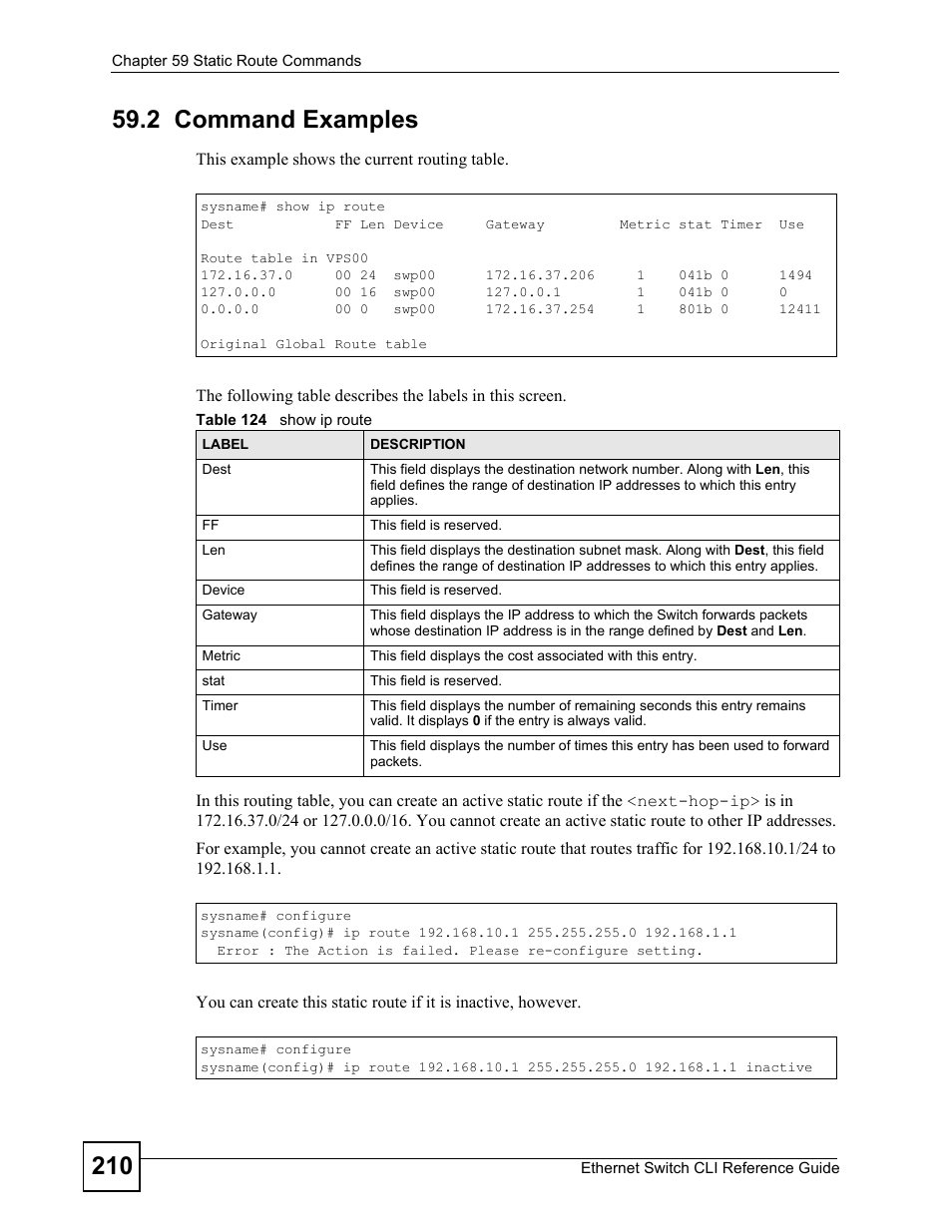 2 command examples | ZyXEL Communications ZyXEL Dimension ES-2024PWR User Manual | Page 210 / 286