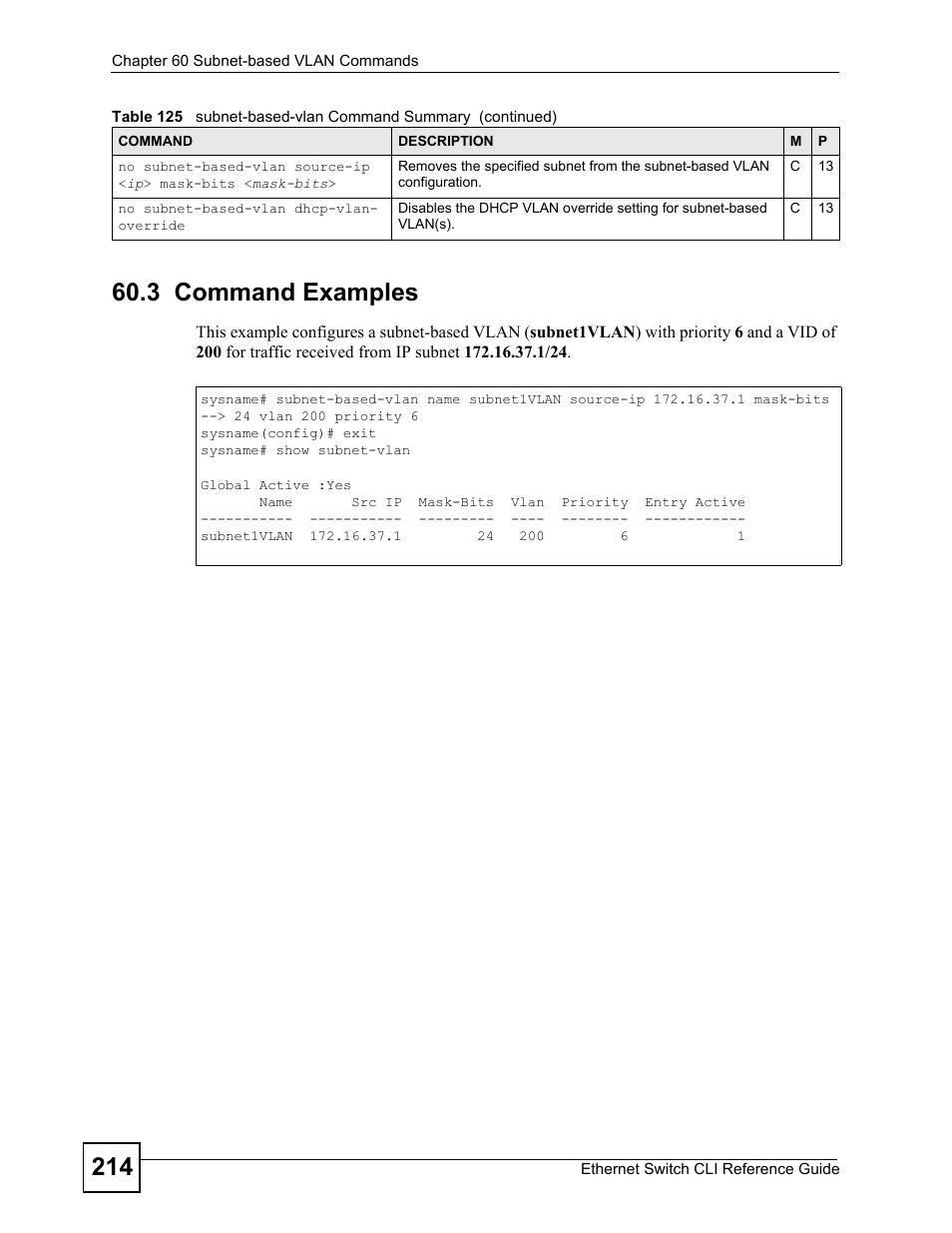 3 command examples | ZyXEL Communications ZyXEL Dimension ES-2024PWR User Manual | Page 214 / 286