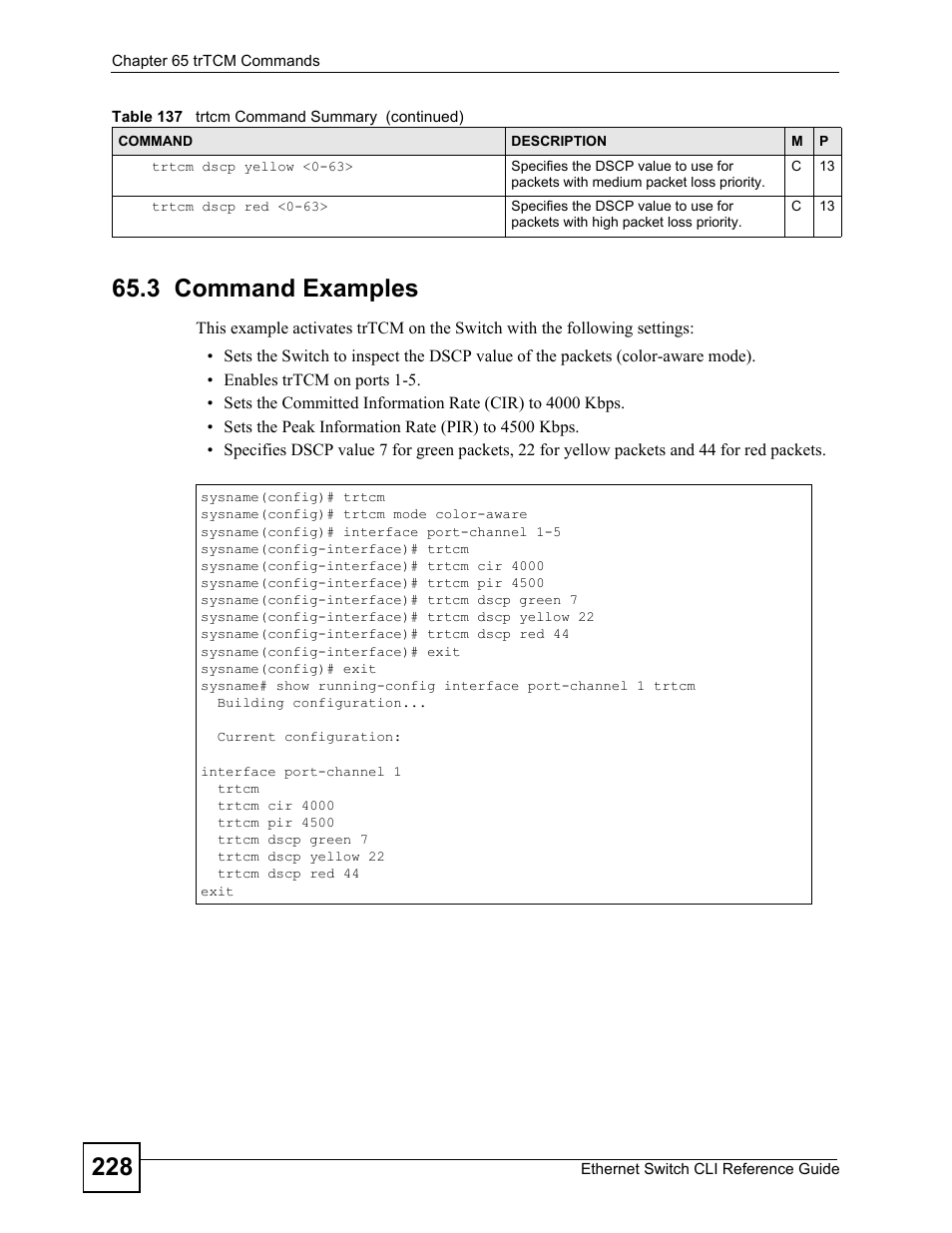 3 command examples | ZyXEL Communications ZyXEL Dimension ES-2024PWR User Manual | Page 228 / 286