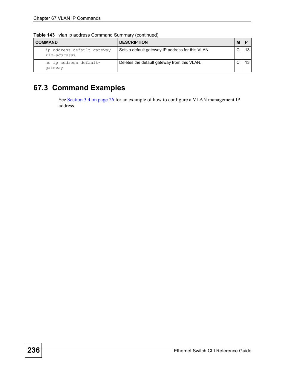 3 command examples | ZyXEL Communications ZyXEL Dimension ES-2024PWR User Manual | Page 236 / 286
