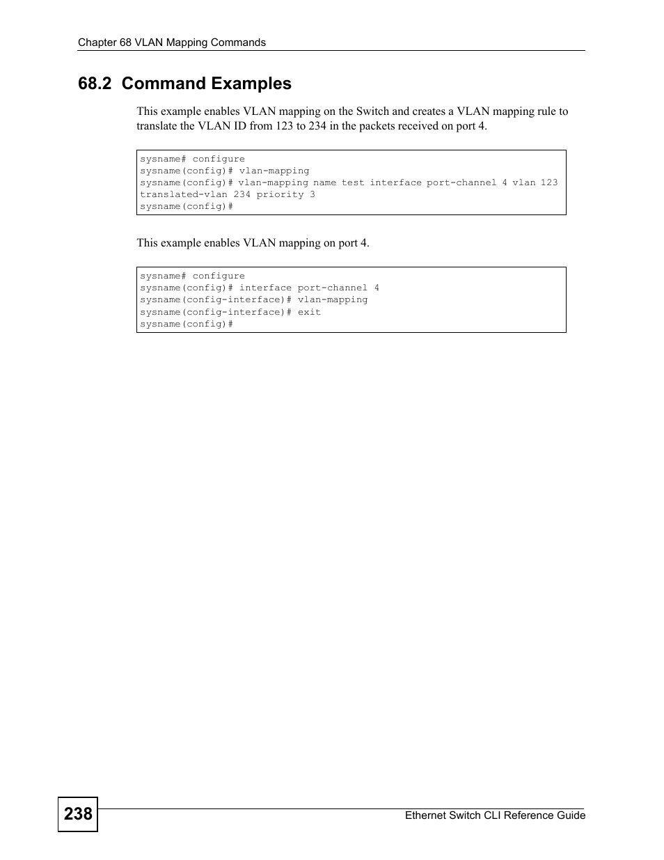 2 command examples | ZyXEL Communications ZyXEL Dimension ES-2024PWR User Manual | Page 238 / 286