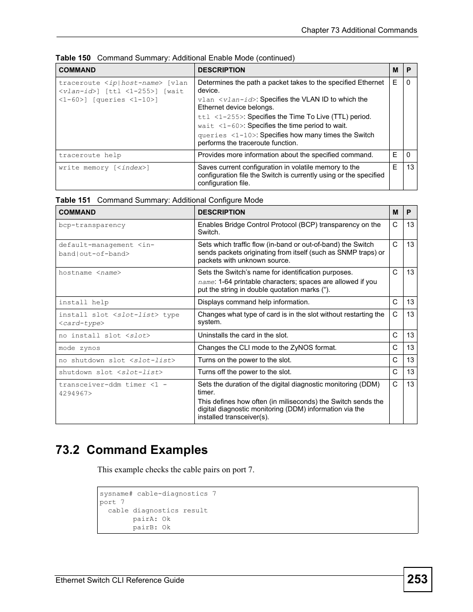 2 command examples | ZyXEL Communications ZyXEL Dimension ES-2024PWR User Manual | Page 253 / 286