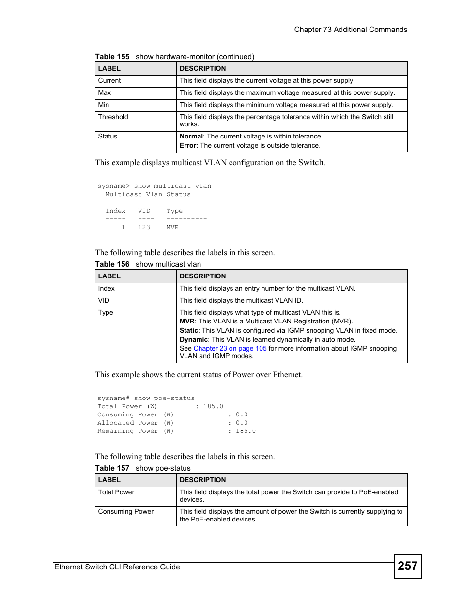 ZyXEL Communications ZyXEL Dimension ES-2024PWR User Manual | Page 257 / 286