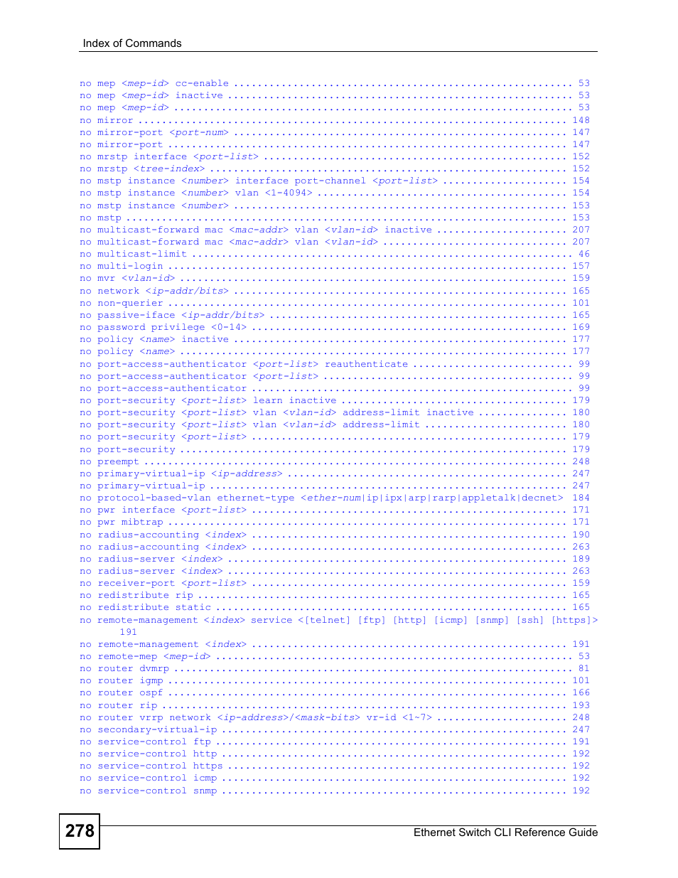 ZyXEL Communications ZyXEL Dimension ES-2024PWR User Manual | Page 278 / 286