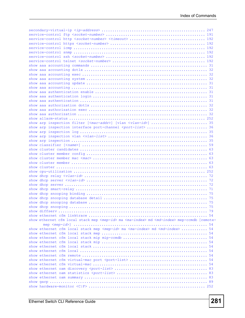 ZyXEL Communications ZyXEL Dimension ES-2024PWR User Manual | Page 281 / 286