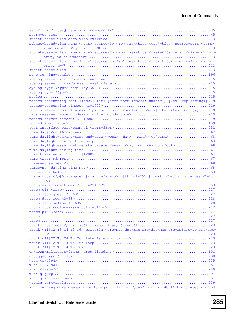 ZyXEL Communications ZyXEL Dimension ES-2024PWR User Manual | Page 285 / 286
