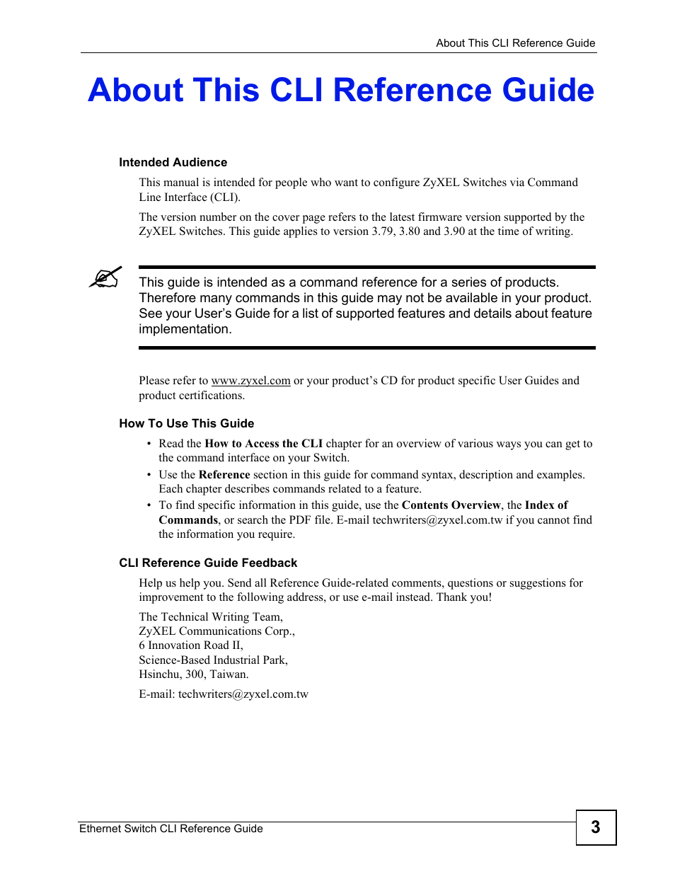 About this cli reference guide | ZyXEL Communications ZyXEL Dimension ES-2024PWR User Manual | Page 3 / 286