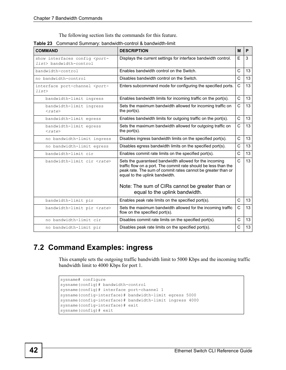 2 command examples: ingress | ZyXEL Communications ZyXEL Dimension ES-2024PWR User Manual | Page 42 / 286